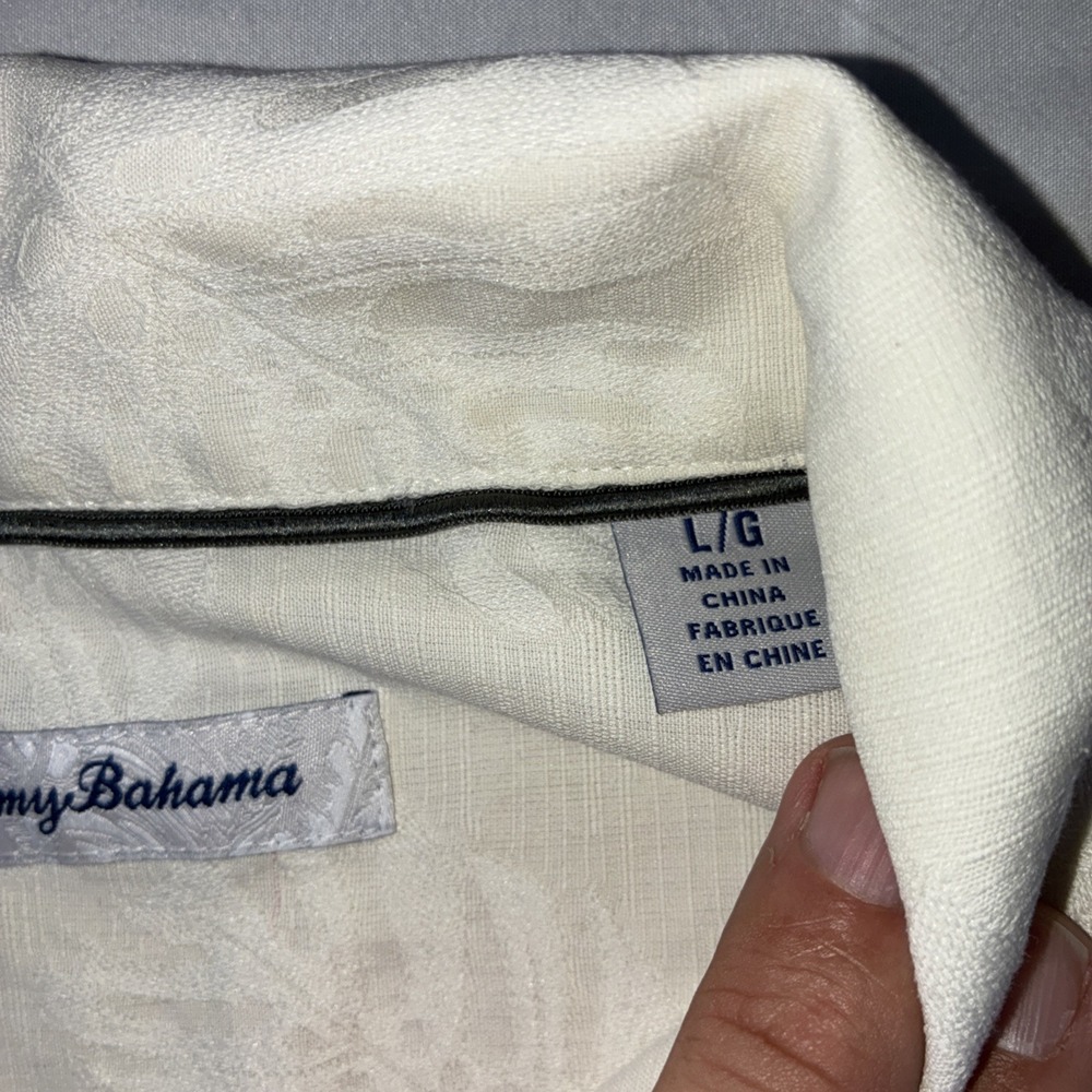 Tommy Bahama Washington Football Team Silk Blend Camp Shirt Cream Mens Large - Picture 7 of 15